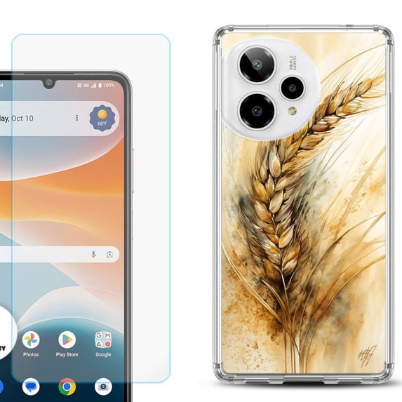 Phone Case for ATT Motivate Pro 2, with Screen Protector, by OneToughShield - Wheat Painting