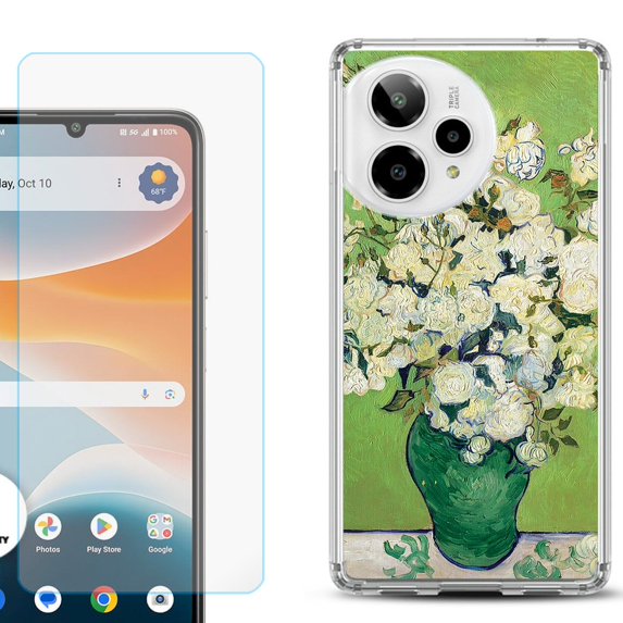 Phone Case for ATT Motivate Pro 2, with Screen Protector, by OneToughShield - White Roses