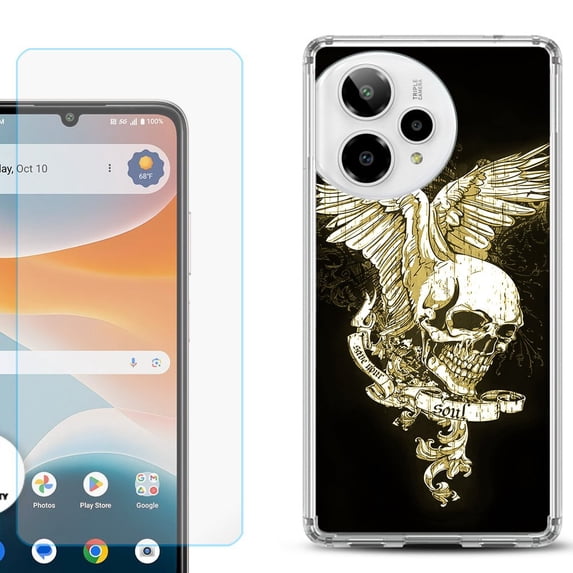Phone Case for ATT Motivate Pro 2, with Screen Protector, by OneToughShield - Wing Skull