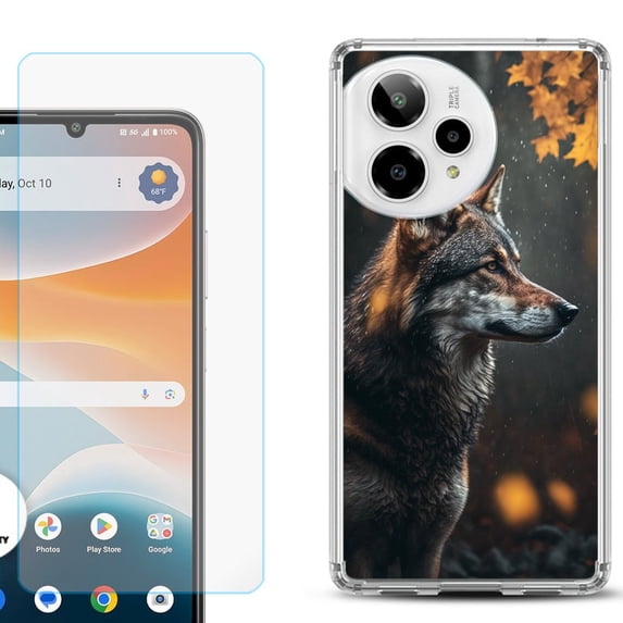 Phone Case for ATT Motivate Pro 2, with Screen Protector, by OneToughShield - Wolf Autumn