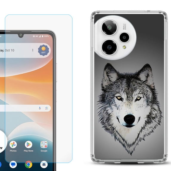 Phone Case for ATT Motivate Pro 2, with Screen Protector, by OneToughShield - Wolf Face