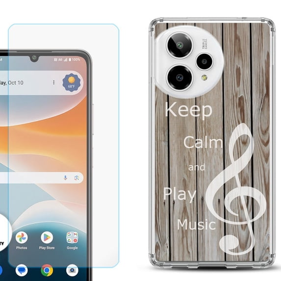 Phone Case for ATT Motivate Pro 2, with Screen Protector, by OneToughShield - Wood/Music