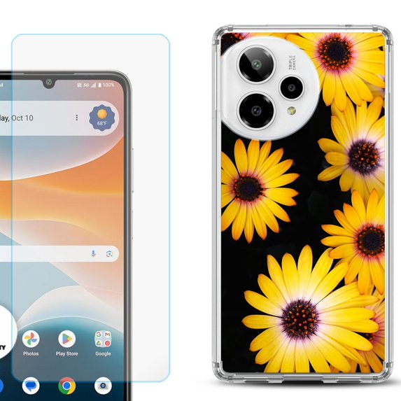 Phone Case for ATT Motivate Pro 2, with Screen Protector, by OneToughShield - Yellow Flower