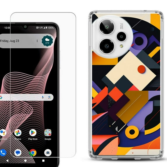 Phone Case for ATT Verge 2 5G, with Screen Protector, by OneToughShield - Abstract Art