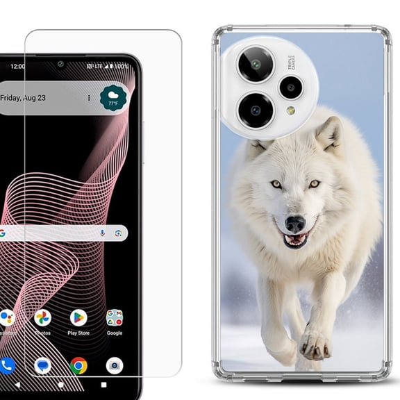 Phone Case for ATT Verge 2 5G, with Screen Protector, by OneToughShield - Arctic Wolf