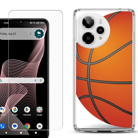 Phone Case for ATT Verge 2 5G, with Screen Protector, by OneToughShield - Basketball