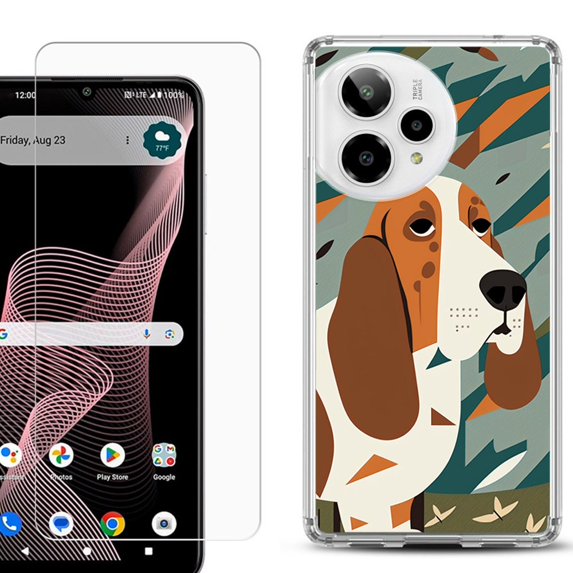 Phone Case for ATT Verge 2 5G, with Screen Protector, by OneToughShield - Basset Hound