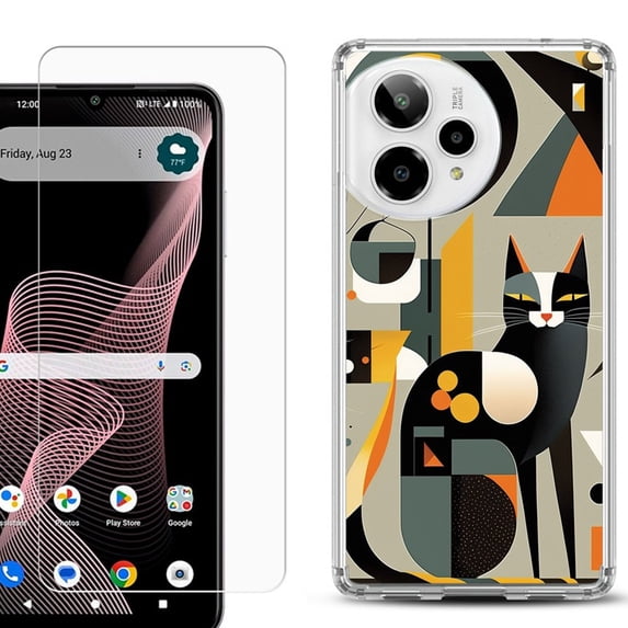 Phone Case for ATT Verge 2 5G, with Screen Protector, by OneToughShield - Chill Cat