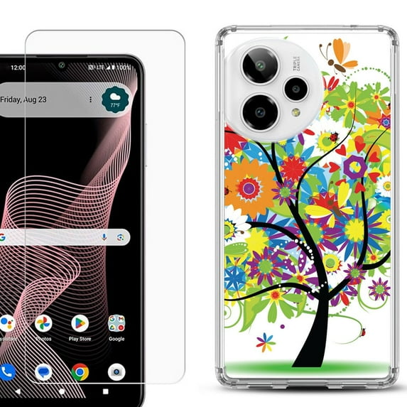 Phone Case for ATT Verge 2 5G, with Screen Protector, by OneToughShield - Colorful Tree