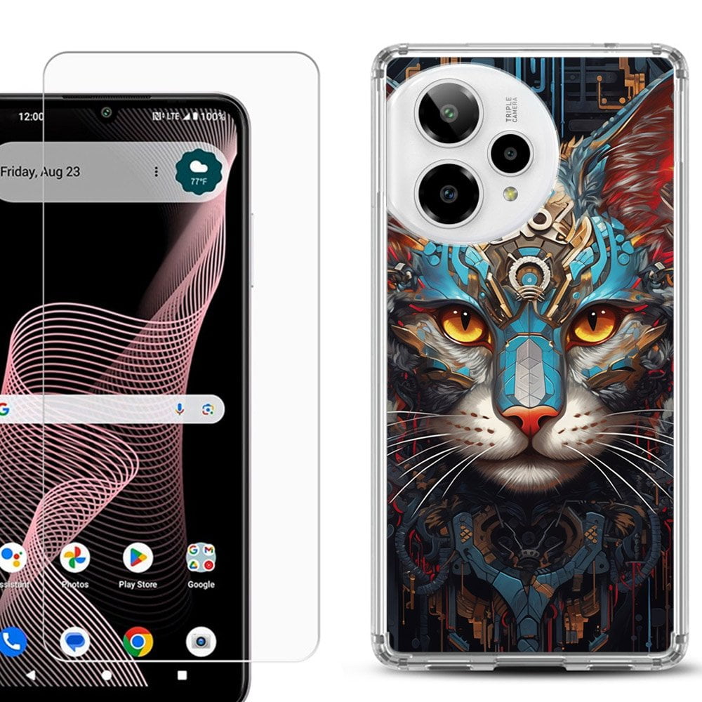 Phone Case for ATT Verge 2 5G, with Screen Protector, by OneToughShield - Cyberpunk Wolf Phone Case for ATT Verge 2 5G, with Screen Protector, by OneToughShield - Cyberpunk Wolf