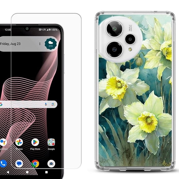 Phone Case for ATT Verge 2 5G, with Screen Protector, by OneToughShield - Daffodils