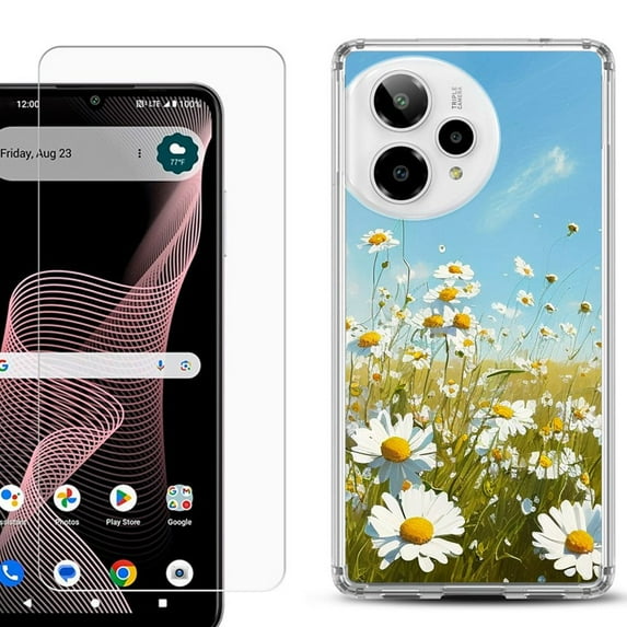 Phone Case for ATT Verge 2 5G, with Screen Protector, by OneToughShield - Daisy Field