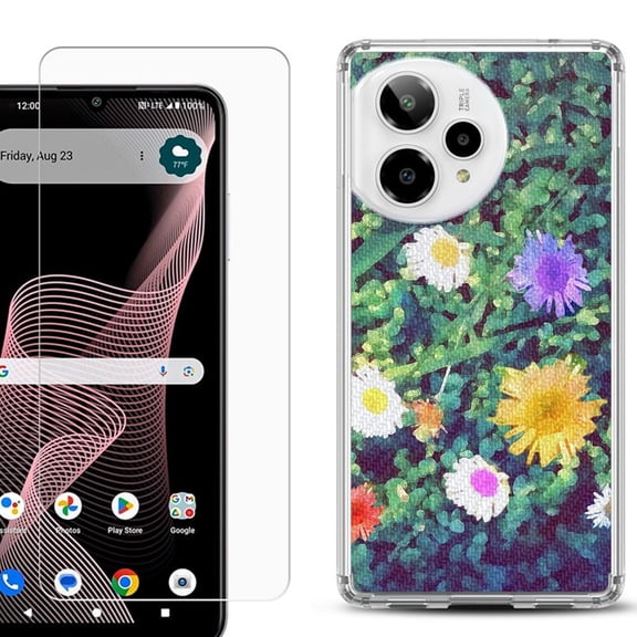 Phone Case for ATT Verge 2 5G, with Screen Protector, by OneToughShield - Daisy Paint