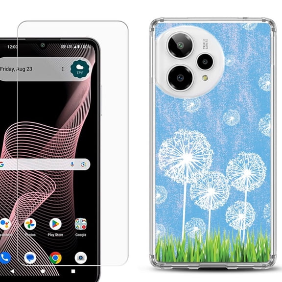 Phone Case for ATT Verge 2 5G, with Screen Protector, by OneToughShield - Dandelion Sky