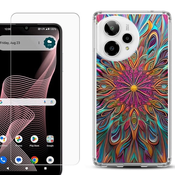 Phone Case for ATT Verge 2 5G, with Screen Protector, by OneToughShield - Doodle Art