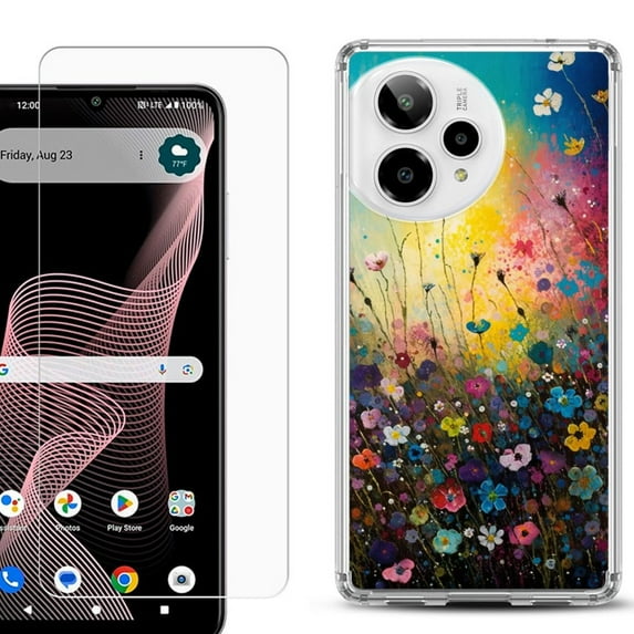 Phone Case for ATT Verge 2 5G, with Screen Protector, by OneToughShield - Flower Field