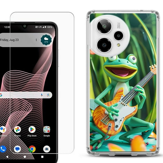 Phone Case for ATT Verge 2 5G, with Screen Protector, by OneToughShield - Frog Guitar