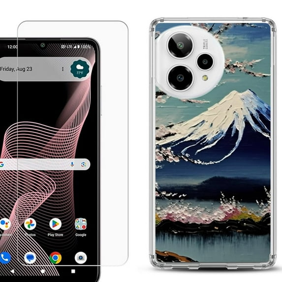 Phone Case for ATT Verge 2 5G, with Screen Protector, by OneToughShield - Fuji Blossom