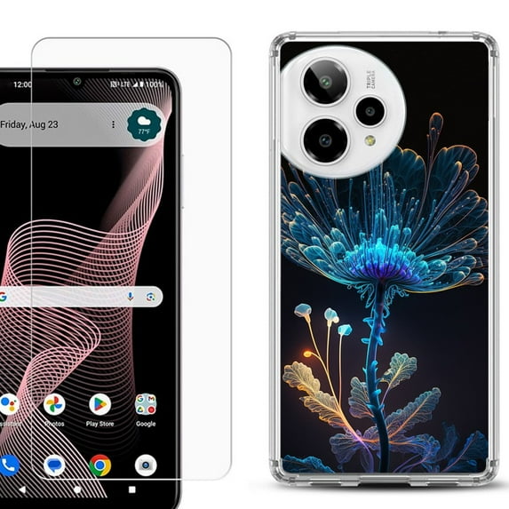 Phone Case for ATT Verge 2 5G, with Screen Protector, by OneToughShield - Glowing Flower