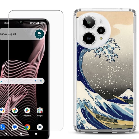 Phone Case for ATT Verge 2 5G, with Screen Protector, by OneToughShield - Great Wave