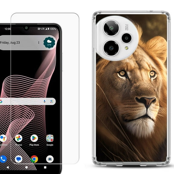 Phone Case for ATT Verge 2 5G, with Screen Protector, by OneToughShield - Lion