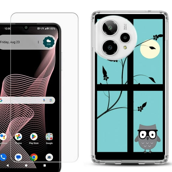 Phone Case for ATT Verge 2 5G, with Screen Protector, by OneToughShield - Moon Owl