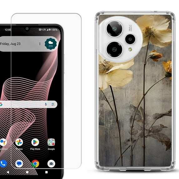 Phone Case for ATT Verge 2 5G, with Screen Protector, by OneToughShield - Myth Flower