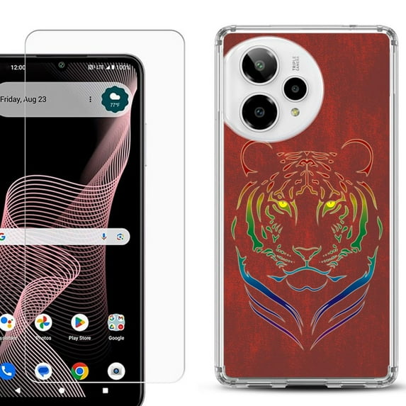 Phone Case for ATT Verge 2 5G, with Screen Protector, by OneToughShield - Night Tiger