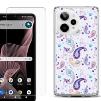 Phone Case for ATT Verge 2 5G, with Screen Protector, by OneToughShield - Paisley Purple