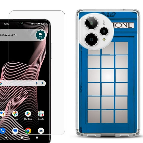 Phone Case for ATT Verge 2 5G, with Screen Protector, by OneToughShield - Phone Booth Blue