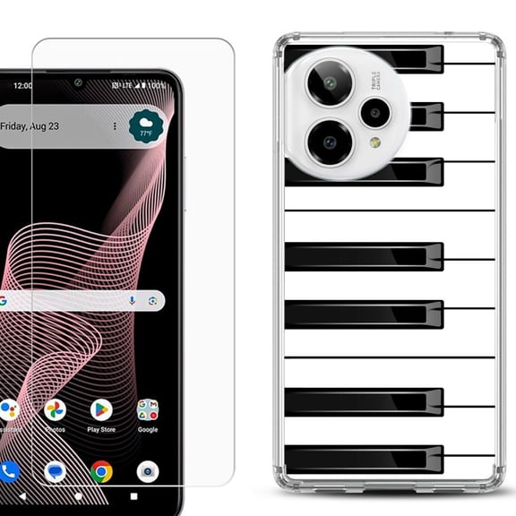 Phone Case for ATT Verge 2 5G, with Screen Protector, by OneToughShield - Piano Design