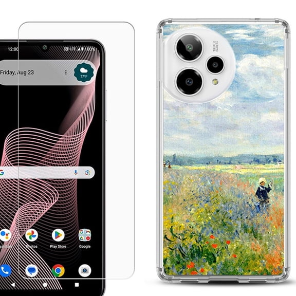 Phone Case for ATT Verge 2 5G, with Screen Protector, by OneToughShield - Poppy Field