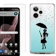 thumbnail image 1 of Phone Case for ATT Verge 2 5G, with Screen Protector, by OneToughShield - Rain/Hearts, 1 of 5