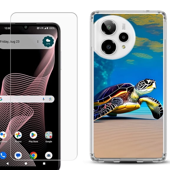 Phone Case for ATT Verge 2 5G, with Screen Protector, by OneToughShield - Sea Turtle Beach