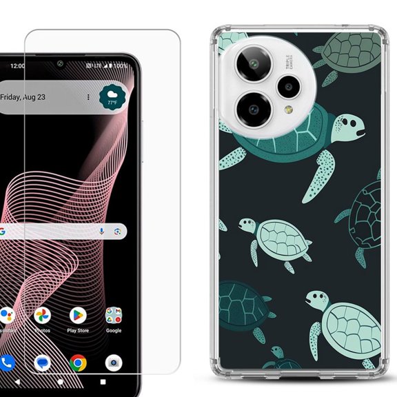 Phone Case for ATT Verge 2 5G, with Screen Protector, by OneToughShield - Sea Turtle Mix