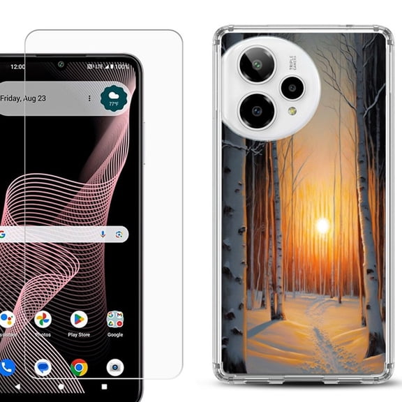 Phone Case for ATT Verge 2 5G, with Screen Protector, by OneToughShield - Snow Forest