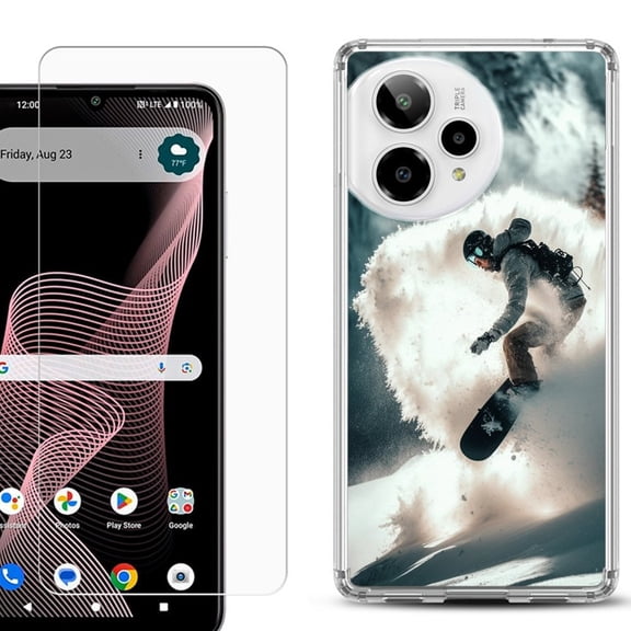 Phone Case for ATT Verge 2 5G, with Screen Protector, by OneToughShield - Snowboarding