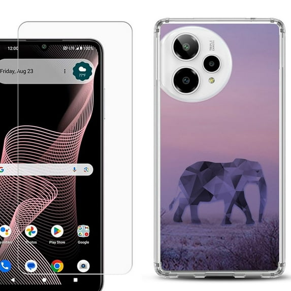 Phone Case for ATT Verge 2 5G, with Screen Protector, by OneToughShield - Twilight Elephant