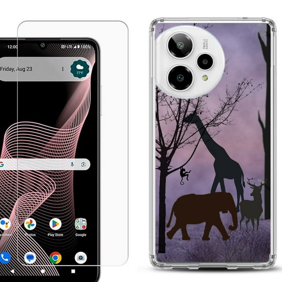 Phone Case for ATT Verge 2 5G, with Screen Protector, by OneToughShield - Twilight Safari