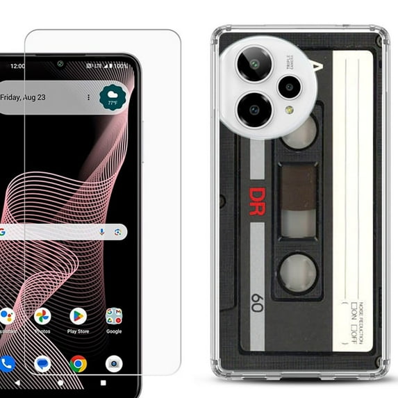 Phone Case for ATT Verge 2 5G, with Screen Protector, by OneToughShield - Vintage Cassette