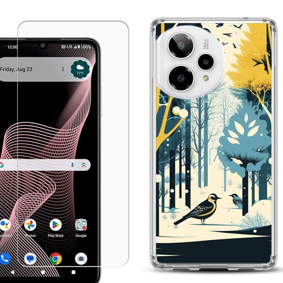 Phone Case for ATT Verge 2 5G, with Screen Protector, by OneToughShield - Winter Birds