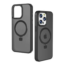 Phone Case for Apple iPhone 15 (6.1") Invisible Stand Magnetic Circle Hybrid TPU Frosted PC Compatible with MagSafe Shockproof Cover [ Black ]