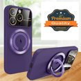 thumbnail image 1 of Phone Case for Apple iPhone 15 (6.1") Magnetic Ring Stand Circle Hybrid Slim TPU with Lens Protector Glass [Compatible with MagSafe] Cover [Purple], 1 of 2