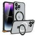 thumbnail image 1 of Phone Case for Apple iPhone 15 Plus (6.7") Invisible Stand Circle Ring Kickstand Clear Hybrid TPU Shockproof [Compatible with MagSafe] Cover [Black], 1 of 8