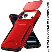 Phone Case for Apple iPhone 18 Pro Shockproof Hybrid Rugged Grip Camera Window Guard Window Protective Heavy Duty Slim Textured Design Cover [Red]
