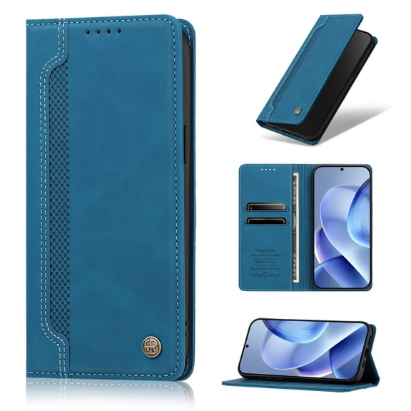 Phone Case for Blackview Wave 7C, Flip Wallet PU Leather Case with Card Slots Kickstand Shockproof Magnetic Cover, Blue