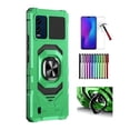 thumbnail image 1 of Phone Case for Blu View Speed 5G (B1550VL), Ring Kickstand Hybrid Case Cover + Stylus Pen/ Tempered Glass (Green), 1 of 6