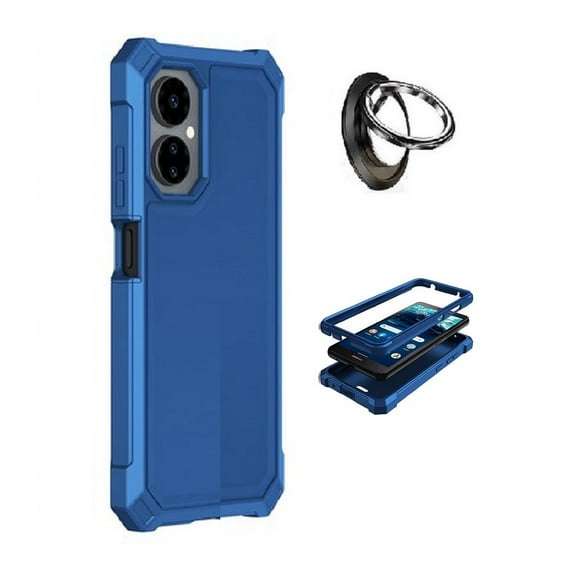 Phone Case for Boost Mobile Celero 5G+ 2024, Full Body TPU Cover Case + Ring (Blue)