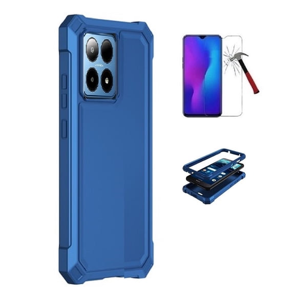 Phone Case for Boost Summit 5G 2024, Full Body TPU Cover Case + Tempered Glass (Blue)
