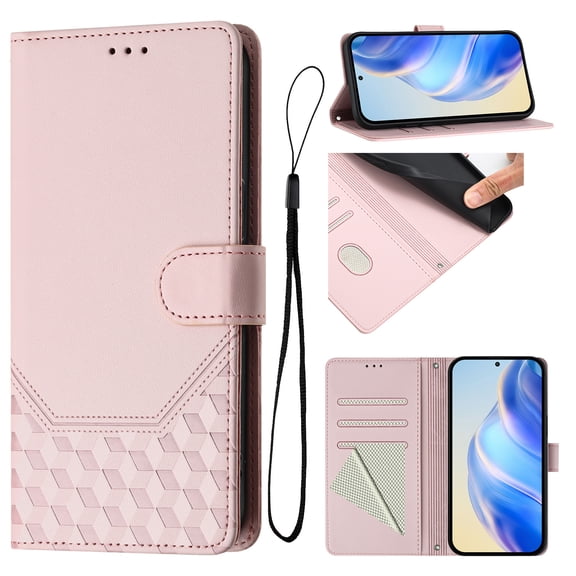 Phone Case for Coolpad C16, Shockproof PU Leather Flip Wallet Case with RFID Block Card Slots Kickstand Magnetic Cover, Pink